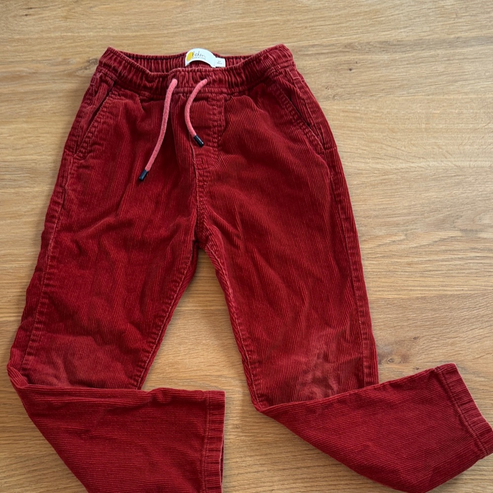 Mini Boden Red Corduroy Kids Joggers